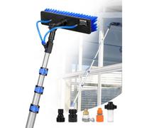 VEVOR Kit de Barra de Alimentación de Agua, Barra de Limpieza de Paneles Solares 6 m con Mango Extensible, Cabezal de Cepillo Giratorio 180° y Manguera 20 m, para la Cubierta del Panel Solar Caravana