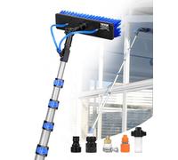 VEVOR Kit de Barra de Alimentación de Agua, Barra de Limpieza de Paneles Solares de 9 m con Mango Extensible, Cabezal de Cepillo Giratorio de 180° y Manguera de 20 m, para el Hogar y Exteriores