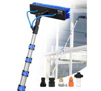 VEVOR Kit de Barra de Limpieza de Paneles Solares 7,3 m con Suministro de Agua, con Mango Extensible, Cabezal de Cepillo Giratorio 180° y Manguera 20 m, para la Cubierta del Panel Solar de la Caravana