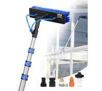 VEVOR Kit de Barra de Limpieza Paneles Solares de 3,6 m con Suministro de Agua, Mango Extensible, Cabezal de Cepillo Giratorio 180° y Manguera de 20 m, para la Cubierta del Panel Solar de la Caravana
