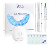 VEVOR Kit de Blanqueamiento Dental, con 32 Luces LED Aceleradoras, Tiras Blanqueadoras, Lápices Blanqueadores y Bandeja en Forma de U, Blanqueador Dental Portátil Para Eliminar las Manchas Difíciles