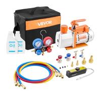 VEVOR Kit de Bomba de Vacío y Manómetro 7 CFM 198 L/min, Bomba de Vacío de Paletas Rotativas de 2 Etapas, Compatible con R134a, R22 y R410a para Aires Acondicionados de Automóviles y Hogares