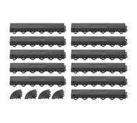 VEVOR Kit de Bordes para Baldosas Entrelazadas, Paquete de 11 Piezas y 4 Esquinas, Bordes de Transición para Azulejos de Drenaje para Suelo de Garaje, Polipropileno, para Terraza Taller Piscina, Negro