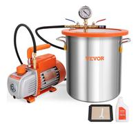 VEVOR Kit de Cámara de Vacío de 19 L y Bomba de 100 L/min Kit de Cámara de Desgasificación al Vacío con Tapa de Vidrio Templado 150 W 1/5 HP Bomba de Vacío de 1 Etapa con Botella de Aceite 250 ml