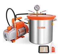 VEVOR Kit de cámara de vacío de 3 galones y bomba de 100 L/min kit de cámara de desgasificación al vacío con tapa de vidrio templado, bomba de vacío de una etapa con botella de aceite de 250 ml