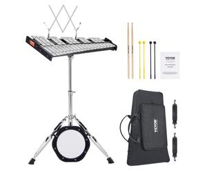 VEVOR Kit de campana de xilófono Glockenspiel de 32 notas, juego de instrumentos de percusión profesional con mazos, baquetas, atril, almohadilla de práctica de 203mm / 8 pulgadas, soporte ajustable y
