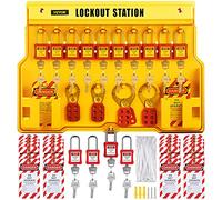 VEVOR Kit de Candado de Seguridad 58 PCS Kit de Bloqueo y Etiquetado 14 Candados Cerraduras de bloqueo y etiquetado 39,37x55,88 cm con Cerrojos de 6 Orificios para Maquinaria, Equipos Eléctricos