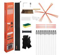 VEVOR Kit de Cepillo Limpieza de Chimenea, 10 m Varilla Flexible de Nylon, 3 Recambios de Cerdas, Guantes, Gafas, Bolsa, Deshollinador Flexible a 90° para Chimeneas Cuadradas Rectangulares y Arqueadas