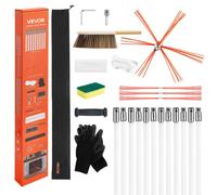 VEVOR Kit de Cepillo Limpieza de Chimenea, 12 m Varilla Flexible de Nylon, 3 Recambios de Cerdas, Guantes, Gafas, Bolsa, Deshollinador Flexible a 90° para Chimeneas Cuadradas Rectangulares y Arqueadas