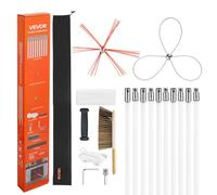 VEVOR Kit de Cepillo Limpieza de Chimenea, 2 Cabezales, 10 m Varilla Flexible de Nylon, Gafas, Bolsa, Deshollinador Durable Resistente Flexible a 90° para Chimeneas Cuadradas Rectangulares y Arqueadas