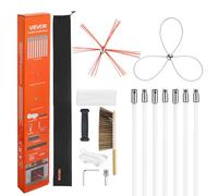 VEVOR Kit de Cepillo Limpieza de Chimenea, 2 Cabezales, 7 m Varilla Flexible de Nylon, Gafas, Bolsa, Deshollinador Durable Resistente Flexible a 90° para Chimeneas Cuadradas, Rectangulares y Arqueadas