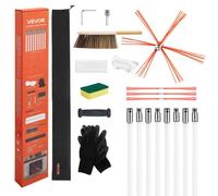 VEVOR Kit de Cepillo Limpieza de Chimenea, 8 m Varilla Flexible de Nylon, 3 Recambios de Cerdas, Guantes, Gafas, Bolsa, Deshollinador Flexible a 90° para Chimeneas Cuadradas, Rectangulares y Arqueadas