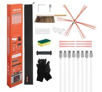 VEVOR Kit de Cepillo Limpieza de Chimenea, 8 m Varilla Flexible de Nylon, 3 Recambios de Cerdas, Guantes, Gafas, Bolsa, Deshollinador Flexible a 90° para Chimeneas Cuadradas, Rectangulares y Arqueadas