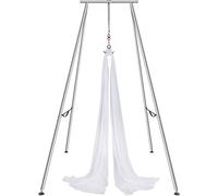 VEVOR Kit de Columpio y Hamaca Aérea para Yoga, Soporte de Yoga Profesional 295 cm de Altura, Hamaca Blanca de 6x2,6 m, Capacidad de Carga Máxima de 250 kg, para Fitness, Culturismo, Pilates, Blanco