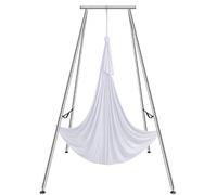 VEVOR Kit de Columpio y Hamaca Aérea para Yoga, Soporte de Yoga Profesional 295 cm de Altura, Hamaca Blanca de 6x2,6 m, Capacidad de Carga Máxima de 250 kg, para Fitness, Culturismo, Pilates, Blanco