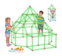VEVOR Kit de Construcción de Fortaleza para Niños de 140 Piezas, Luminoso, Juego de Construcción de Fuertes, con Conectores Giratorios, Aros, Bolsa de Almacenamiento, STEM para Niños de 4-12 Años