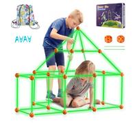 VEVOR Kit de Construcción de Fortalezas para Niños 85 Piezas Que Brillan en la Oscuridad Juguetes de Construcción Stem Juego de Construcción de Fortalezas con 55 Varillas y 30 Pelotas para Niños