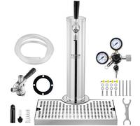 VEVOR Kegerator Tower Kit, kit de conversión de cerveza de un solo grifo, dispensador de torre de cerveza de barril de acero inoxidable con regulador W21.8 de doble calibre y acoplador de barril de si