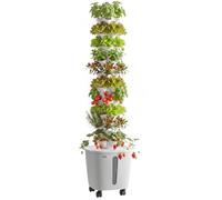 VEVOR Kit de Cultivo Hidropónico, Sistema de Torre Hidropónica, 10 Niveles y 50 Agujeros, con Ruedas Bomba de Agua y Depósito de 20 Litros, Control Inteligente, Torre de Plantación para Hierbas Frutas