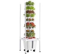 VEVOR Kit de Cultivo Hidropónico, Sistema de Torre Hidropónica de 9 Niveles 45 Agujeros, con Luces de Crecimiento Control por APP Ruedas Bomba de Agua, Depósito de 20 L, para Hierbas Frutas Vegetales