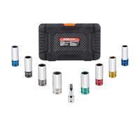 VEVOR Kit de Dados de Impacto para Tuercas de Rueda con Estuche de Almacenamiento y Barra de Extensión Kit de dados Profundos SAE de 6 Puntas y Métricos con Impulsión de 12,7 mm, 8 tamaños de tuercas