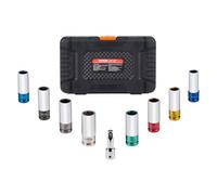 VEVOR Kit de Dados de Impacto para Tuercas de Rueda con Estuche de Almacenamiento y Barra de Extensión Kit de dados Profundos SAE de 6 Puntas y Métricos con Impulsión de 12,7 mm, 8 tamaños de tuercas