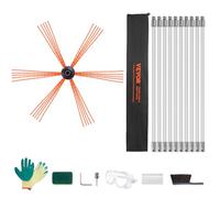 VEVOR Kit de Deshollinador de Chimeneas 10 m Cepillo de Limpieza de 360° con 10 Varillas Flexibles Nailon Accesorios para Conductos de Chimeneas Uso Doméstico Adecuado para la Mayoría de los Conductos