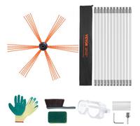 VEVOR Kit de Deshollinador de Chimeneas 12 m Cepillo de Limpieza de 360° con 12 Varillas Flexibles Nailon Accesorios para Conductos de Chimeneas Uso Doméstico Adecuado para la Mayoría de los Conductos