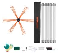 VEVOR Kit de Deshollinador de Chimeneas 9 m Cepillo de Limpieza de 360° con 9 Varillas Flexibles Nailon Accesorios para Conductos de Chimeneas Uso Doméstico Adecuado para la Mayoría de los Conductos