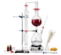 VEVOR Kit de destilación de aceite esencial de 28 piezas, aparato de destilación de 2000 ml, kit de destilación de cristalería de laboratorio Boro 3,3 con placa calefactora de 1500 W