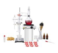 VEVOR Kit de destilación de aceite esencial de 33 piezas, aparato de destilación de 500 ml, kit de destilación de cristalería de laboratorio Boro 3.3 con placa calefactora de 1000 W y junta 24/40