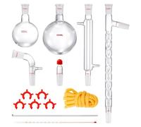 VEVOR Kit de destilación de laboratorio, kit de destilación de vidrio de laboratorio 3,3 Boro con 24 y 40 compuestos, juego de equipos de destilación de aceites esenciales de 1000 ml, 14 piezas