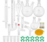VEVOR Kit de Destilación de Laboratorio, Kit de Destilación de Vidrio de Laboratorio Boro 3.3 con 24 y 40 Compuestos, Juego de Equipos de Destilación de Aceites Esenciales de 1000 ml, 29 Piezas