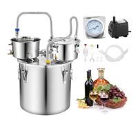 VEVOR Kit de Destilador de Agua y Alcohol 30 L Alambique con Accesorios, con Barril de Destilación Incorporado, Termómetro de Doble Escala, Bomba de Agua, para Elaborar Whisky, Vino, Brandy en Casa