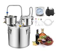 VEVOR Kit de Destilador de Agua y Alcohol 30 L Alambique con Accesorios, Con Barril de Destilación Incorporado, Termómetro de Doble Escala, Bomba de Agua, Para Elaborar Whisky, Vino, Brandy en Casa