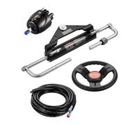 VEVOR Kit de Dirección Hidráulica Fueraborda 150 HP, con Volante, Bomba de Timón, Cilindro Hidráulico y 2 Mangueras para Embarcaciones Marinas Monomotor de Una Sola Estación, 550 x 145 x 60 mm