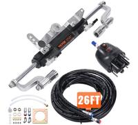 VEVOR Kit de dirección hidráulica fueraborda 300 HP Sistema de dirección hidráulica Marina Cilindro de Bloqueo bidireccional Manguera de 26 pies para Barcos de una Sola estación de Motor único