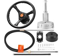 VEVOR Kit de Dirección Mecánica Fueraborda con Cable SS13712 de 3,36 m y Volante de 34,29 cm Sistema de Dirección Mecánica, Conexión Rápida, Accesorios para Barcos de Viaje