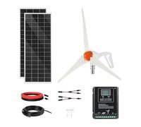 VEVOR Kit de Energía Solar Eólica de 12 V y 400 W con 2 Paneles Solares Monocristalinos de 100 W, Turbina Eólica de 200 W, Controlador Híbrido Eólico/Solar MPPT para Casas Rodantes, Barcos, Camping
