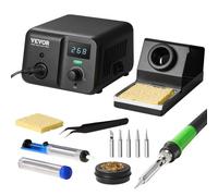 VEVOR Kit de Estación de Soldadura con Pantalla Digital de 70 W, Control de Temperatura de 50-500 ℃ y Transformador Incorporado, Modo de Espera y Suspensión Automáticos, 195 x 160 x 110 mm, Negro