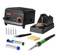 VEVOR Kit de Estación de Soldadura con Pantalla Digital de 75 W, Control de Temperatura de 50-500 ℃ y Transformador Incorporado, Modo de Espera y Suspensión Automáticos, 186 x 155 x 130 mm, Negro