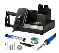 VEVOR Kit de Estación de Soldadura con Pantalla Digital de 80 W con 5 Puntas de Soldadura, Succionador de Soldadura, Limpiador de Puntas, Modo de Espera y Suspensión Automáticos, 215 x 150 x 220 mm