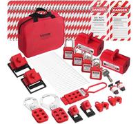 VEVOR Kit de Etiquetado de Bloqueo Eléctrico, 47 Piezas Kit de Seguridad Loto que Incluye Candados, Cerrojos, Etiquetas, Bridas de Nailon, Bloqueos de Enchufes, para Energía Eléctrica Industrial