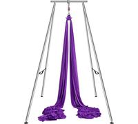 VEVOR Kit de Hamaca y Columpio Aéreo para Yoga, Soporte de Yoga Profesional 295 cm de Altura, Hamaca Morada de 12x2,6 m, Capacidad de Carga máxima de 250 kg, para Fitness, Culturismo, Pilates, Púrpura