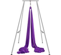 VEVOR Kit de Hamaca y Columpio Aéreo para Yoga, Soporte de Yoga Profesional 295 cm de Altura, Hamaca Morada de 12x2,6 m, Capacidad de Carga máxima de 250 kg, para Fitness, Culturismo, Pilates, Púrpura