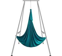 VEVOR Kit de Hamaca y Columpio de Yoga Aéreo, Soporte de Yoga Profesional de 295cm de Altura, Hamaca de 6m, Capacidad de Carga máxima 250 kg, para Fitness, Culturismo, Pilates, Gimnasio en casa, Verde