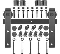 VEVOR Kit de Herrajes para Puerta Corredera 183 cm Kit de Riel para Puerta Doble Acero al Carbono Guía para Puerta Corredera Carga 150 kg Puerta Máx. 91,5 cm Espesor 35-45 mm Granero Garaje