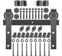 VEVOR Kit de Herrajes para Puerta Corredera 366 cm Kit de Riel para Puerta Doble Acero al Carbono Guía para Puerta Doble Corredera Carga 150 kg Puerta Máx. 183 cm Espesor 35-45 mm Granero Garaje