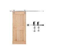 VEVOR Kit de Herrajes para Puerta Corrediza de Granero 2,44 m Riel de Acero al Carbono para Una Sola Puerta Ancho de 106,68-121,92 cm Espesor de 34,92-44,45 mm Carga de 150 kg a Hogar, Plata Mate