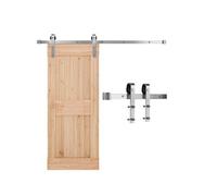 VEVOR Kit de Herrajes para Puerta Corrediza de Granero 1,5 m Riel de Acero al Carbono para Una Sola Puerta Ancho Máximo de 762 mm Espesor de 34,92-44,45 mm Carga de 150 kg para Hogar, Plata Mate